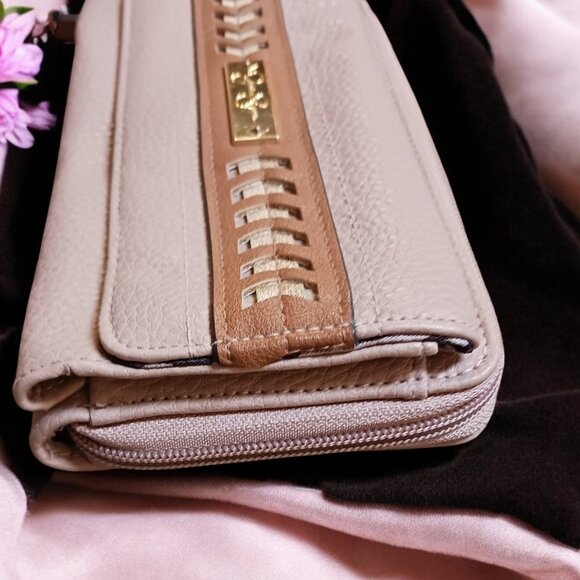 Jessica Simpson Dusty Rose Faux Pebbled Leather Wallet  12 Card Slot Organizer - Picture 4 of 7
